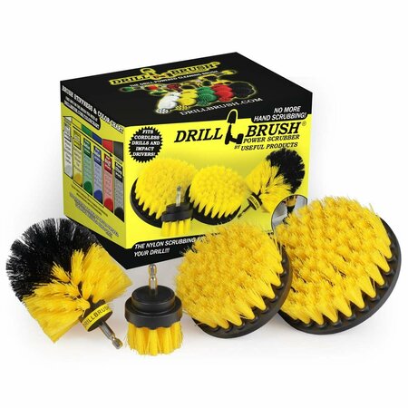 DRILL BRUSH POWER SCRUBBER BY USEFUL PRODUCTS 5 in W 5 in L Brush, Yellow Y-S-542O-QC-DB